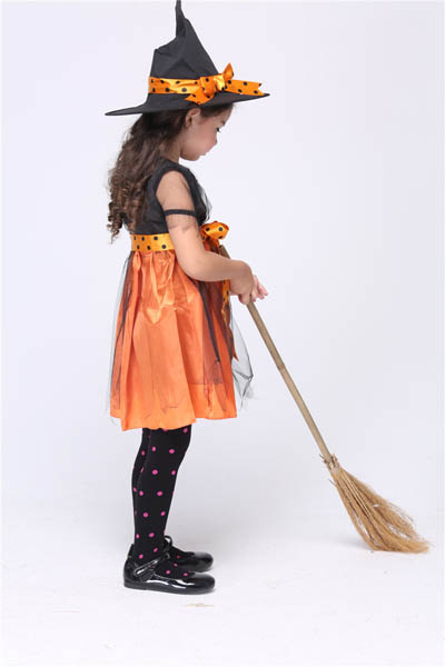 F68032 Girls Orange Charmed Witch Costume